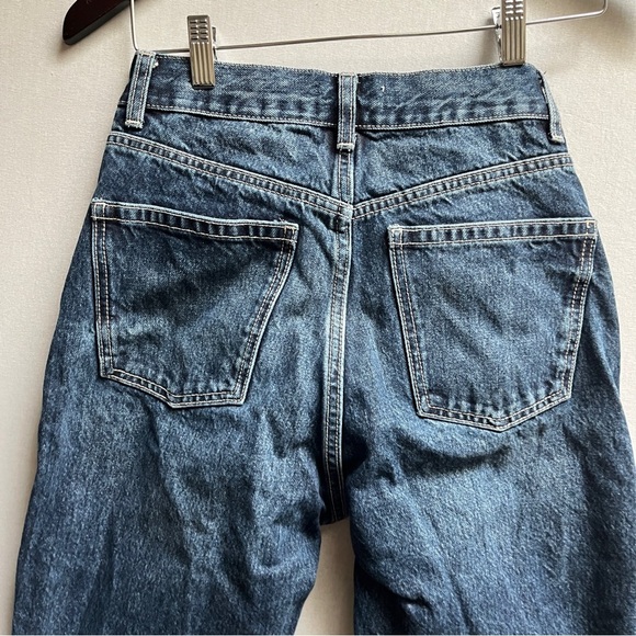 Zara Blue Slim Straight-Leg Jeans with High-Rise Waist Sz 4 - Picture 3 of 9